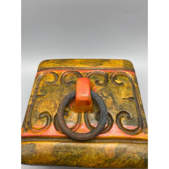 Bagni Orange Sea Garden Box Metal Pull,Bagni For Raymor,Ceramic Trinket Box MCM - Picture 3 of 10